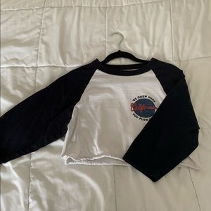 Brandy Melville Cropped Oversized 3/4 Sleeve Top